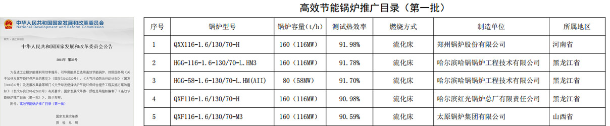 高效節能(néng)鍋爐推廣目錄（第一批）